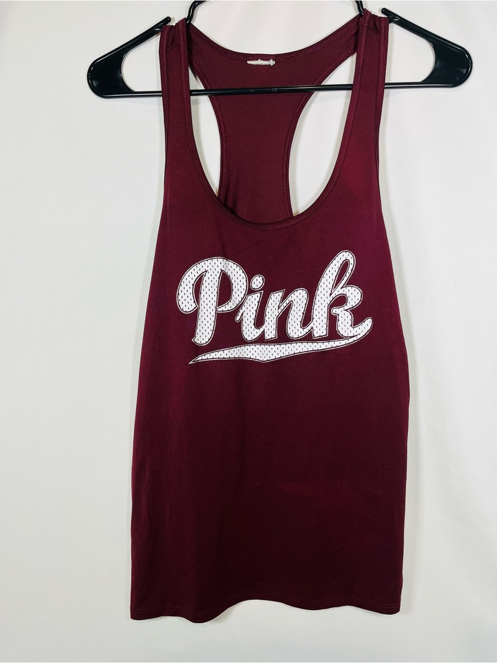 PINK Victoria's Secret Maroon Racerback Tank with White Logo